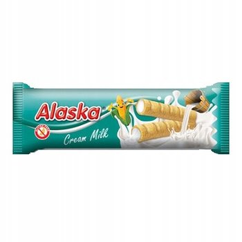 ALASKA Rurki kukurydz.B/G nadzienie-krem mlecz.18g - Alaska Foods