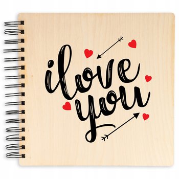 ALBUM DREWNIANY 22x22 cm 25 Kartek I Love You Prezent na WALENTYNKI Wzory - StyleCouture