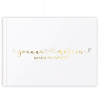 ALBUM KSIĘGA GOŚCI WESELNA PERSONALIZOWANY GOLD NAPIS 50 KARTEK BIAŁYCH