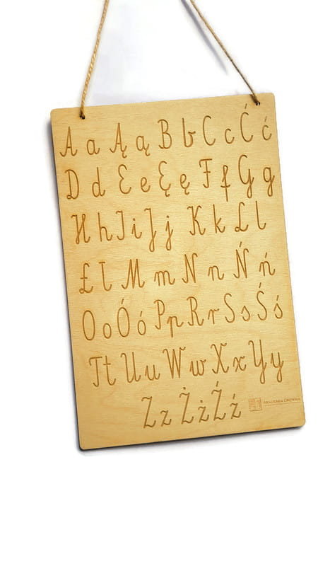 Фото - Розвивальна іграшка Alfabet pisany Montessori POLSKI - tablica drewniana 