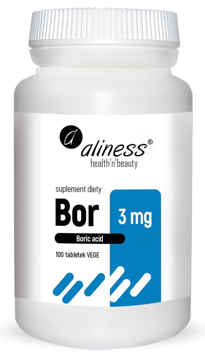 Zdjęcia - Witaminy i składniki mineralne Aliness Suplement diety,  Bor  3 mg - 100 tab. (kwas borowy)