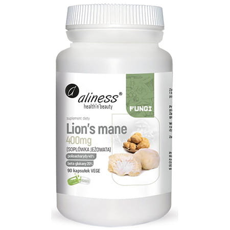 Фото - Вітаміни й мінерали Aliness Suplement diety,  Fungi Lion's Mane 400mg 90 Kaps 