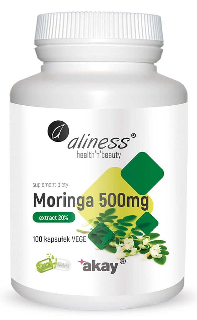 Фото - Вітаміни й мінерали Aliness Moringa Ekstrakt 20 500 mg Suplement diety, 100 kaps. 