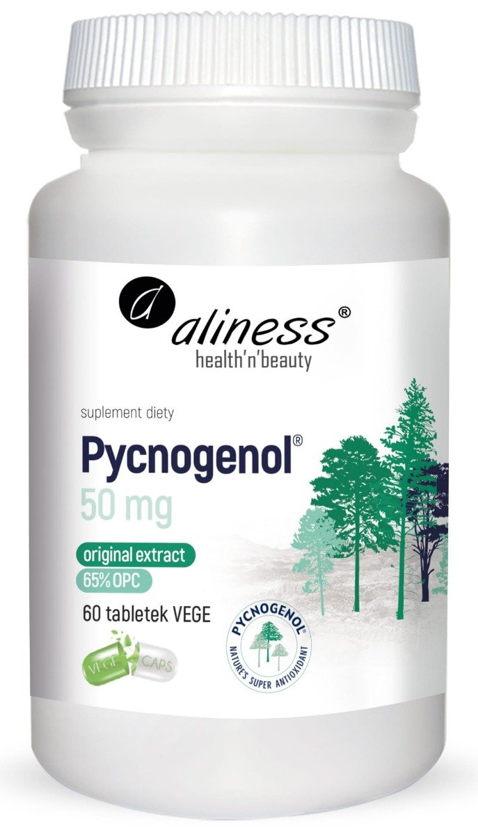 Zdjęcia - Witaminy i składniki mineralne Aliness Suplement diety,  Pycnogenol ® ekstrakt z kory sosny 65 50 mg 60 ta 