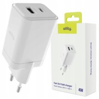 Allity ładowarka sieciowa GaN PD QC ATC-01-45WAC 1x USB-C 1x USB-A 45W biała