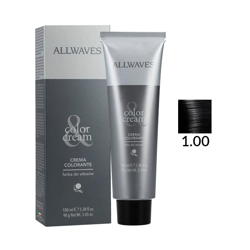 Фото - Фарба для волосся Allwaves, Color Creme, Farba do włosów 1.00 Intensywna Czerń, 100 ml