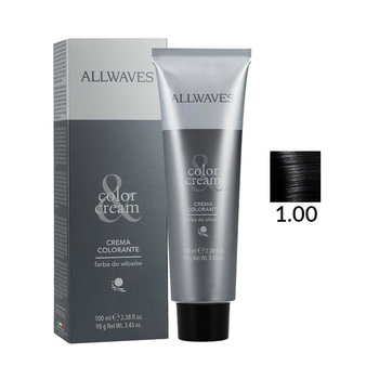 Allwaves, Color Creme, Farba do włosów 1.00 Intensywna Czerń, 100 ml - Allwaves