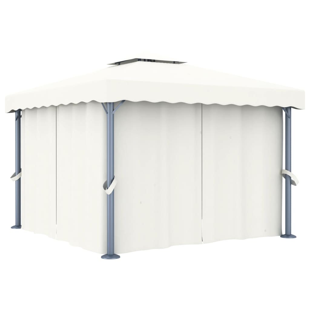Altana ogrodowa z zasłonami VIDAXL, kremowa, 3x3 m