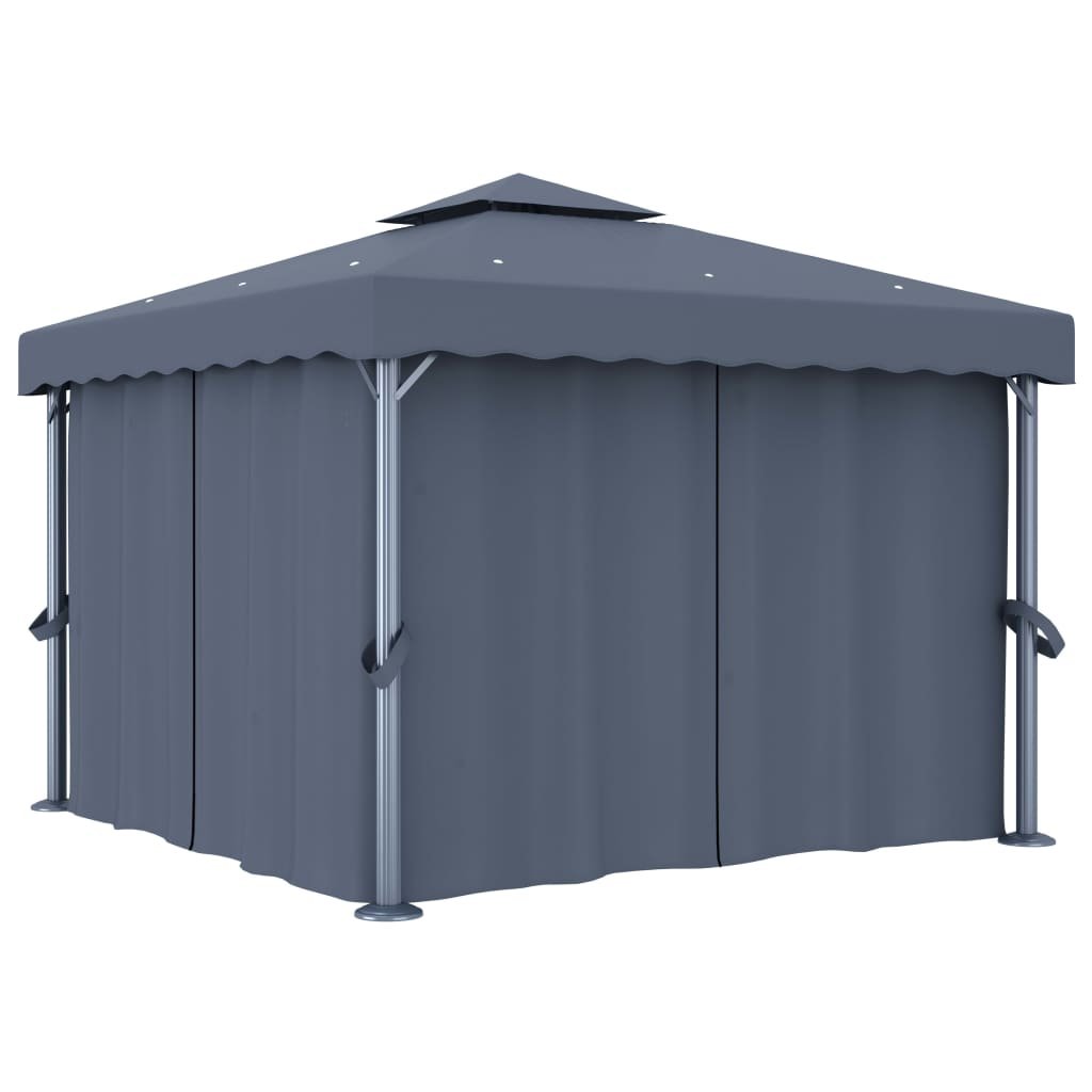 Altana ogrodowa z zasłonami VIDAXL, szara, 3x3 m