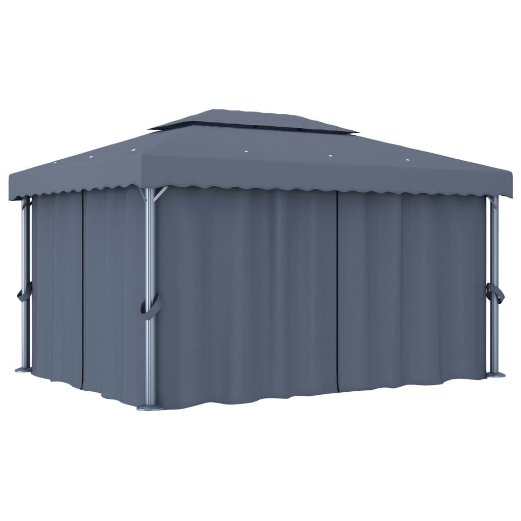 Altana ogrodowa z zasłonami VIDAXL, szara, 4x3 m
