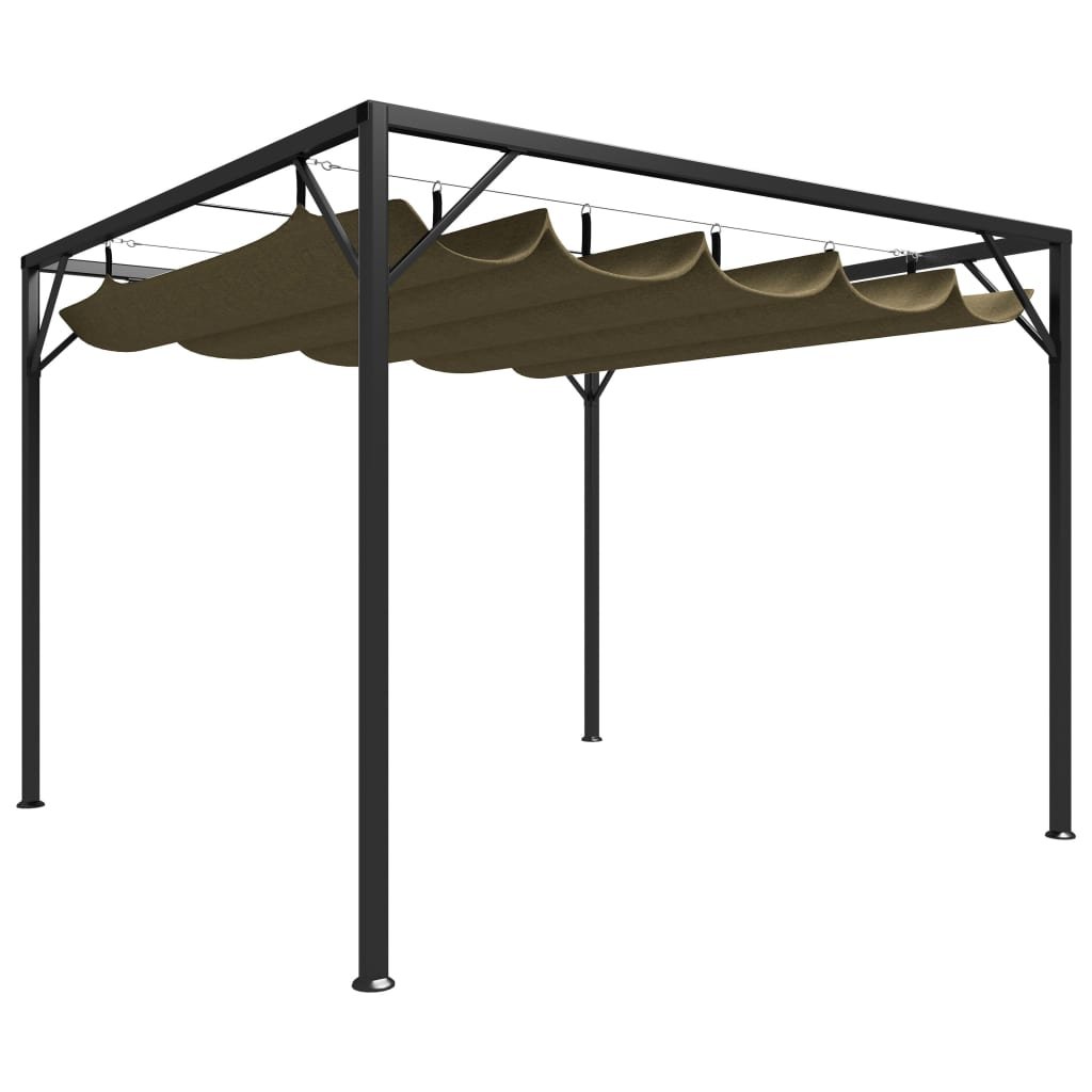 Altana ogrodowa ze zwijanym dachem VIDAXL, taupe, 180 g/m², 3x3 m