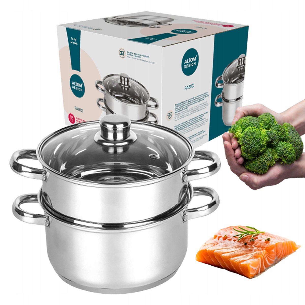 Altom, fabio zestaw garnków nierdz. 18cm do gotowania na parze 3 elem ...