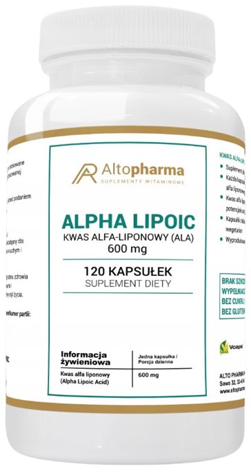 Zdjęcia - Witaminy i składniki mineralne Alfa Suplement diety, AltoPharma, Kwas  Liponowy  600mg, 120 kaps. (ALA)