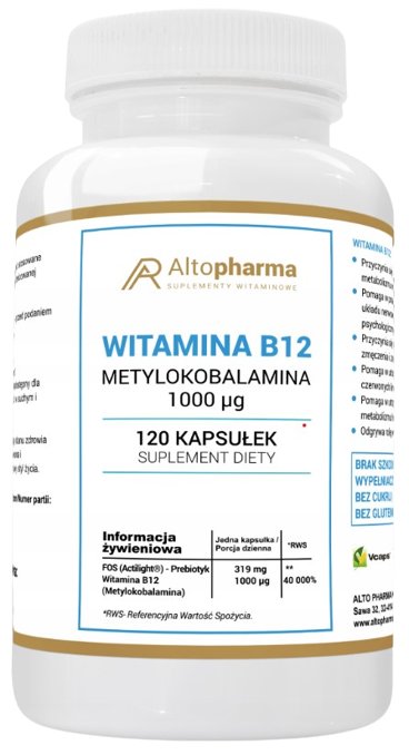 Zdjęcia - Witaminy i składniki mineralne Suplement diety, AltoPharma, Witamina B12 1000µg, 120 kaps.