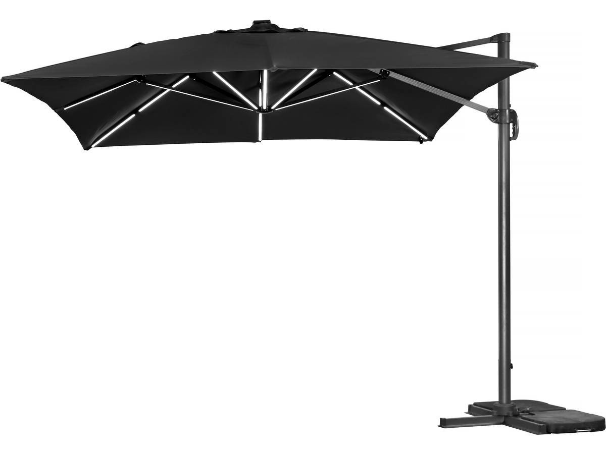 Aluminiowy parasol ogrodowy LED 'Sun 3 Luxe' 3 x 3 m - Czarny