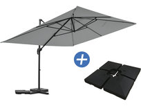 Aluminiowy parasol ogrodowy Sky 4 z wysięgnikiem - 3 x 4 m - Szary - W zestawie płyty obciążeniowe