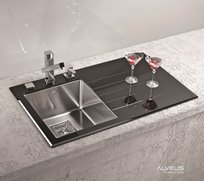ALVEUS CRYSTALIX 10 zlewozmywak szklany czarny prawy ALVEUS