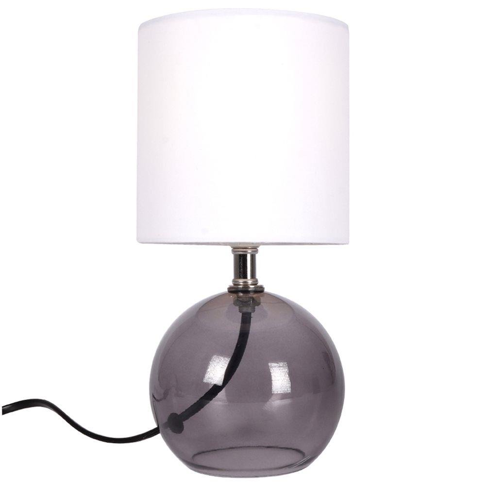 Ambiance Lampa stołowa z kloszem abażurem lampka nocna biała ze szklaną podstawą 25x12 cm-Zdjęcie-0
