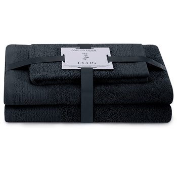 AmeliaHome, Ręcznik Flos czarny 30x50+50x90+70x130 cm - AmeliaHome