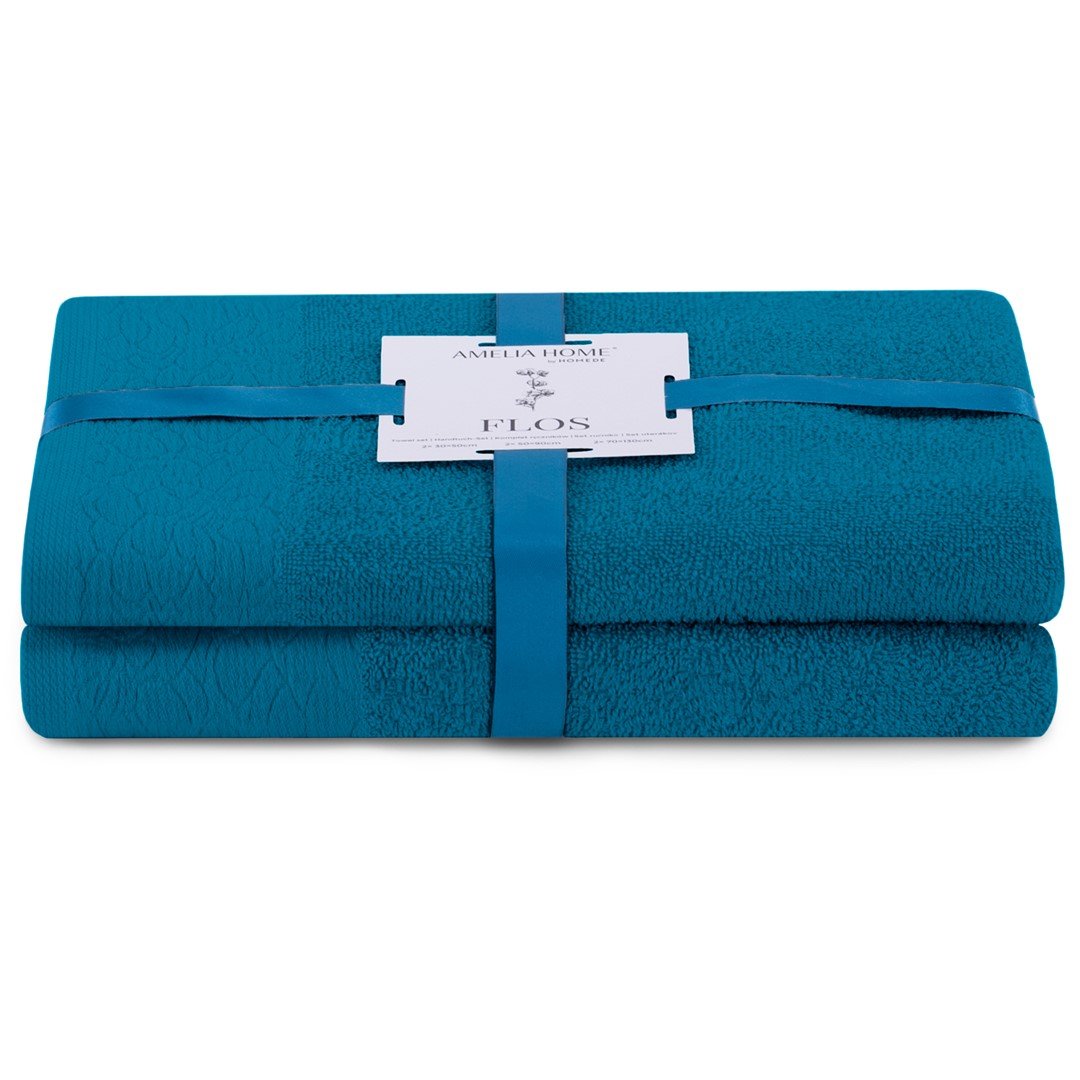 Фото - Рушник Flos AmeliaHome, Ręcznik  niebieski 50x90+70x130 cm 