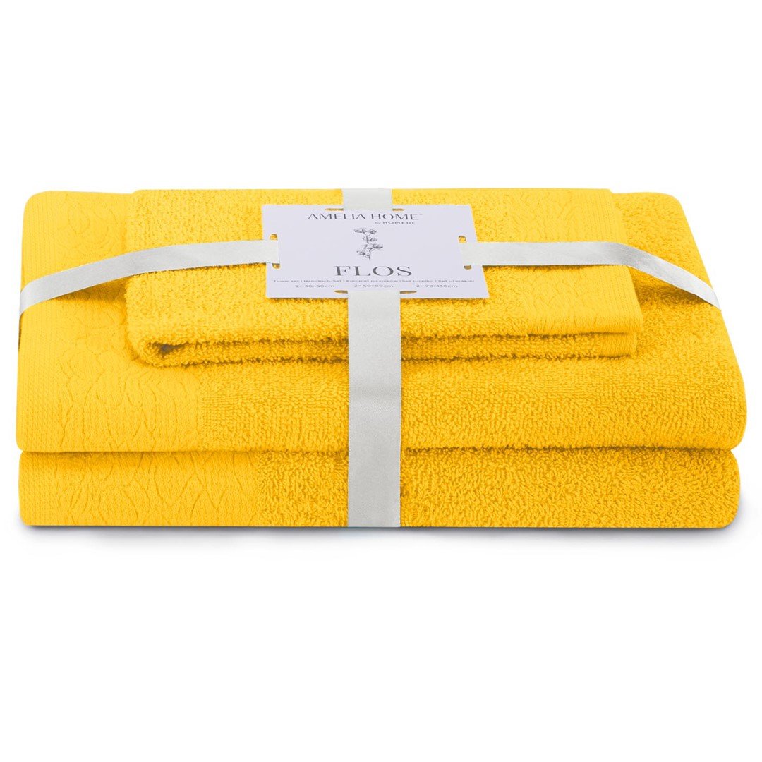Фото - Рушник Flos AmeliaHome, Ręcznik  żółty 30x50+50x90+70x130 cm 