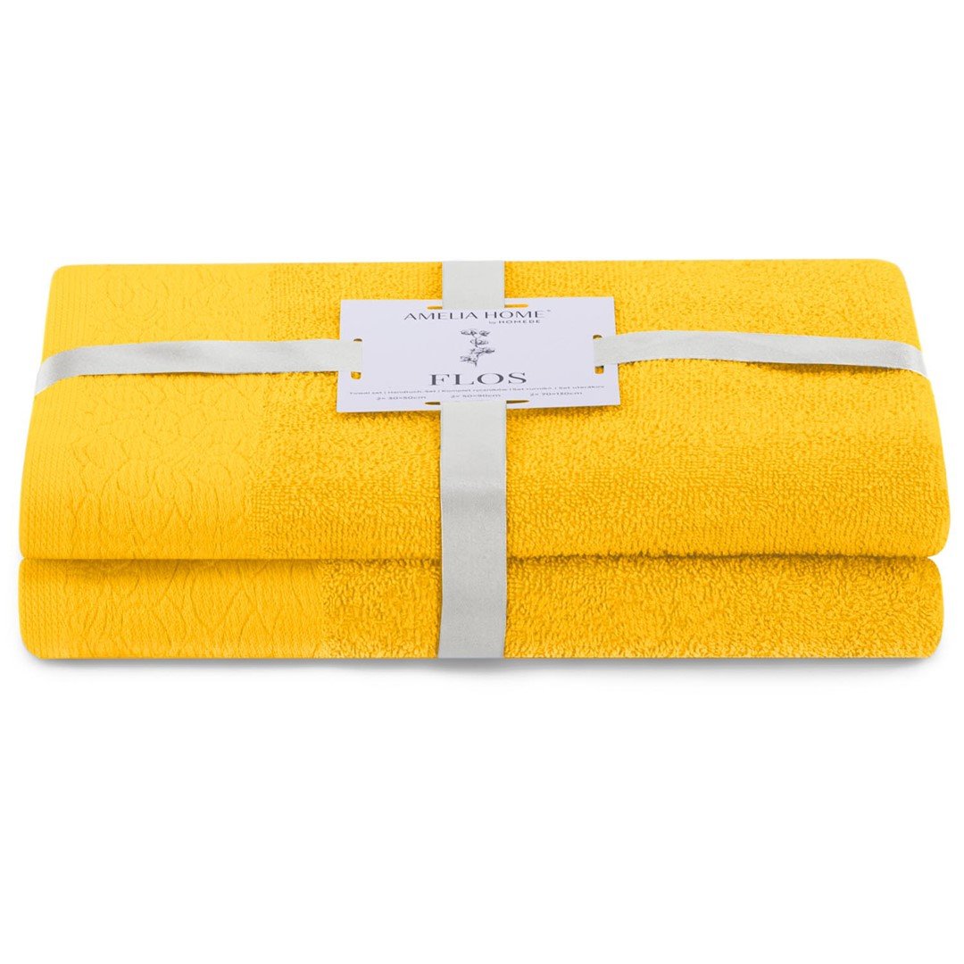 Фото - Рушник Flos AmeliaHome, Ręcznik  żółty 50x90+70x130 cm 