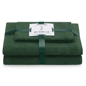 AmeliaHome, Ręcznik Rubrum butelkowa zieleń 30x50+50x90+70x130 cm - AmeliaHome