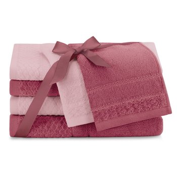 AmeliaHome, Ręcznik Rubrum różowy 2*30x50+2*50x90+2*70x130 cm - AmeliaHome