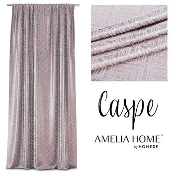 AmeliaHome, Zasłona CASPE, szary drukowany styl glamour taśma blackout suede shine, 140x250 cm - AmeliaHome