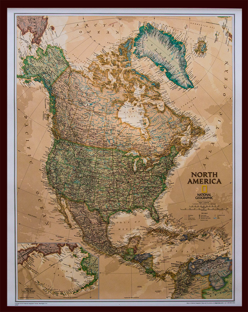Ameryka Północna Executive- mapa ścienna polityczna do wpinania - pinboard, 1:14 009 000, National Geographic
