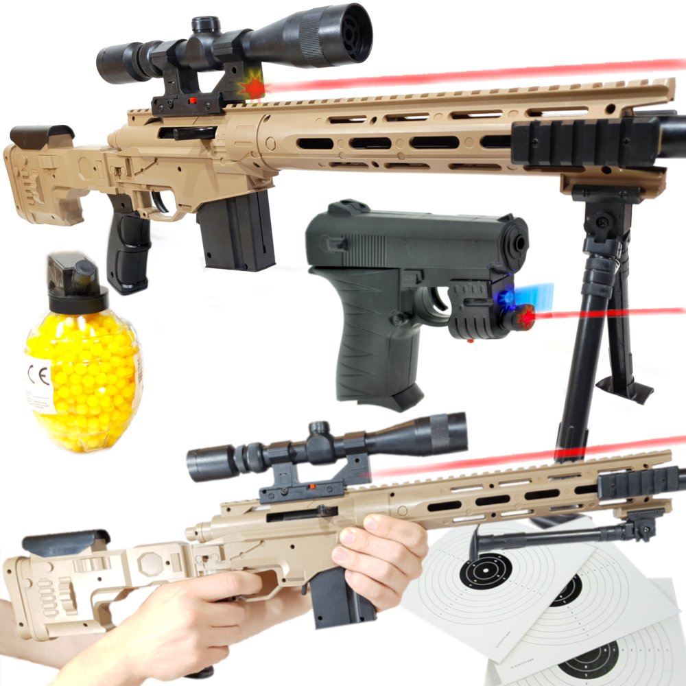 Фото - Іграшка для пісочниці Amerykański Karabin Snajperski Na Kulki  Z Laserem + Pistolet Z Lase[M107]