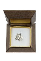 Amerykański Staffordshire terrier, Amstaff, Amstaf I - broszka z psem w pudełku prezentowym, elegancki pin, wpinka do klapy marynarki marki Art-Dog