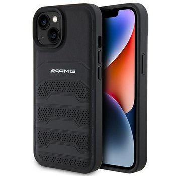 Amg Amhcp15Mgsebk Iphone 15 Plus 6,7" Czarny/Black Hardcase Leather Debossed Lines - Mercedes