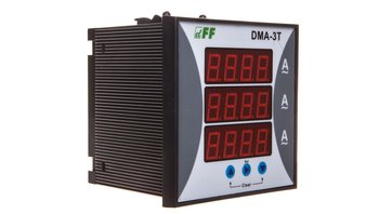 Amperomierz 3-fazowy cyfrowy tablicowy 0-9000A dokładność 1% 96x96mm do pracy z przekładnikiem 5A DMA-3T - F&F
