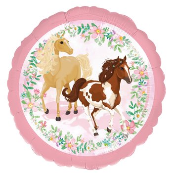 Amscan, balon foliowy Beautiful Horses, standard, okrągły, 43 cm - Amscan