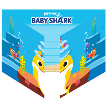 AMSCAN,  Zaproszenia z kopertą Baby Shark papier 8szt - Amscan
