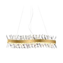 Amsterdam Long - Żyrandol 85cm, 3 LED kolor, Mosiądz Szczotkowany, Kryształ K9, nad stół