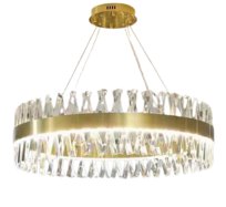 Amsterdam - Żyrandol 80cm, Pierścień 3 LED kolor 80W, Mosiądz, Kryształ K9