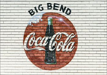 An old company sign appears on the wall of a Coca-Cola bottling plant outside Alpine, Texas., Carol Highsmith - plakat 80x60 cm - Galeria Plakatu