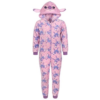 Andzia i Stitch Disney Różowa, polarowa piżama jednoczęściowa, dziecięce onesie z kapturem, OEKO-TEX 7-8 lat 122-128 cm - Disney