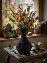 Aneta - Czarny wazon do kwiatów, LEGO ICONS BOTANICALS, suszone kompozycje Boho