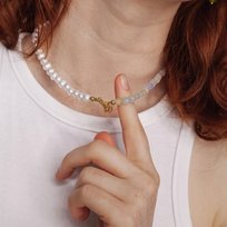 ANIA KRUK NASZYJNIK Z SREBRA Z JADZITEM I PERŁĄ SŁODKOWODNĄ 1I4A Ania Kruk
