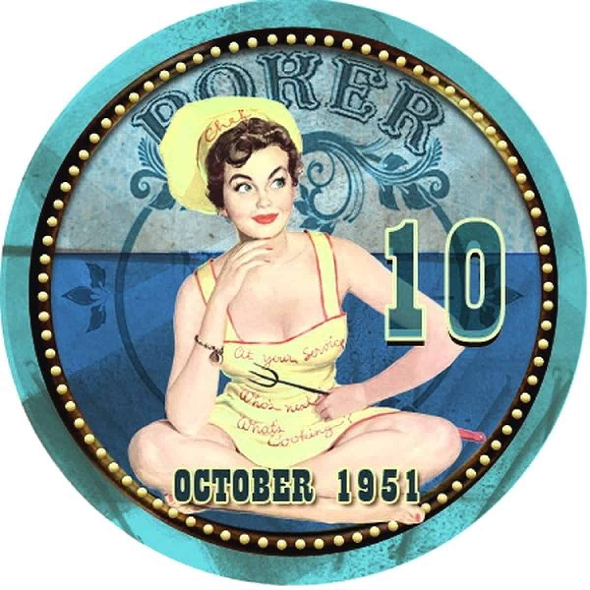 Cash Game, żeton pokerowy, October 1951, nominał 10