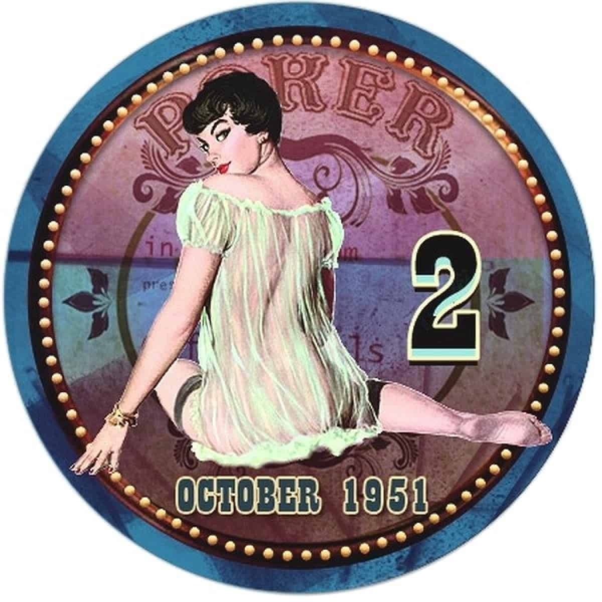 Cash Game, żeton pokerowy, October 1951, nominał 2