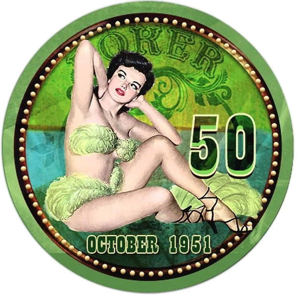 Cash Game, żeton pokerowy, October 1951, nominał 50