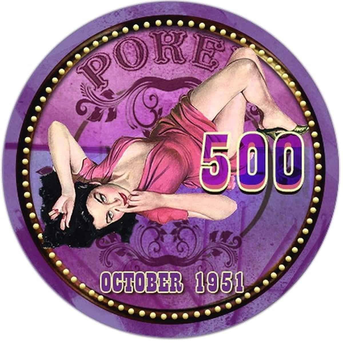 Cash Game, żeton pokerowy, October 1951, nominał 500