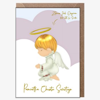 Animowana Kartka na Chrzest modlący się aniołek - Inna marka