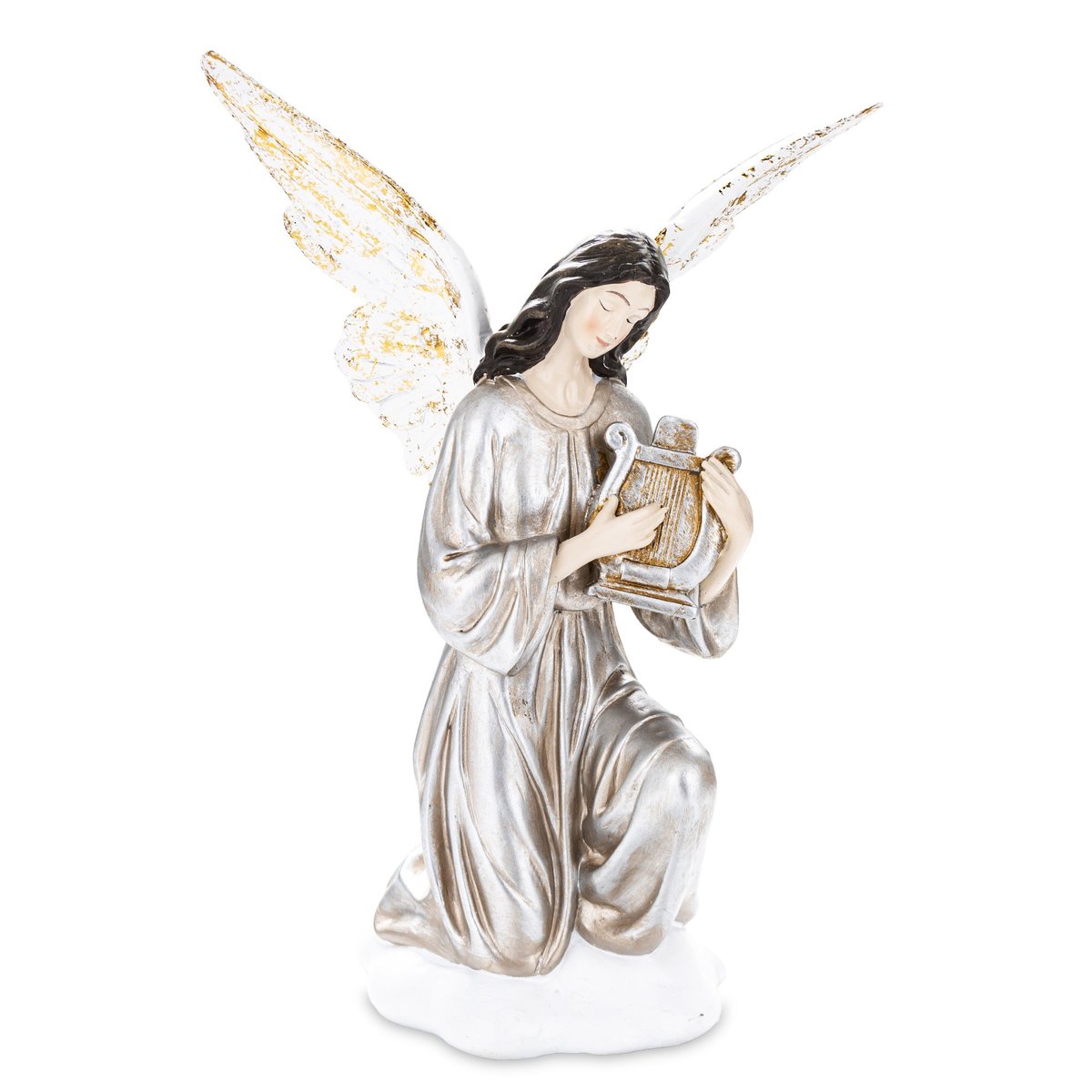 Aniołek Figurka Anioł Grający na Harfie Ozdoba Statuetka Rzeźba Na Prezent
