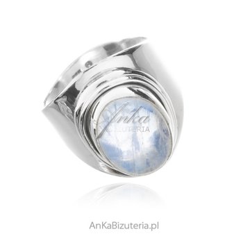 AnKa Biżuteria, Pierścionek srebrny z kamieniem księżycowym - duży s - AnKa Biżuteria