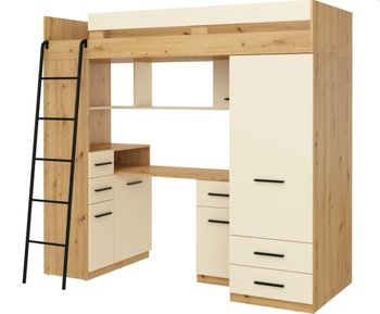 Antresola łóżko piętrowe SMYK Lewe dąb artisan krem - BIM Furniture